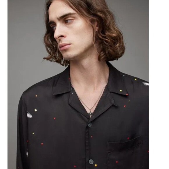 All Saints Galaxy Space Printed Relaxed Fit XXL Shirt - Picture 3 of 14